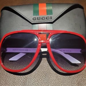 Gucci Red/White Retro Aviator
